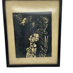Macabre Woodcut Souls & Spirits Art Vintage 1965 Carole Hindle Limited Edition